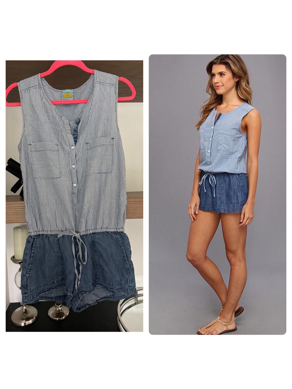 CC California Mixed Chambray Romper